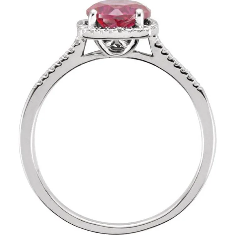 Elegant Rose Gold Rings For Stylish Fashion-Sterling Silver Lab-Grown Ruby & .01 CTW Natural Diamond Ring