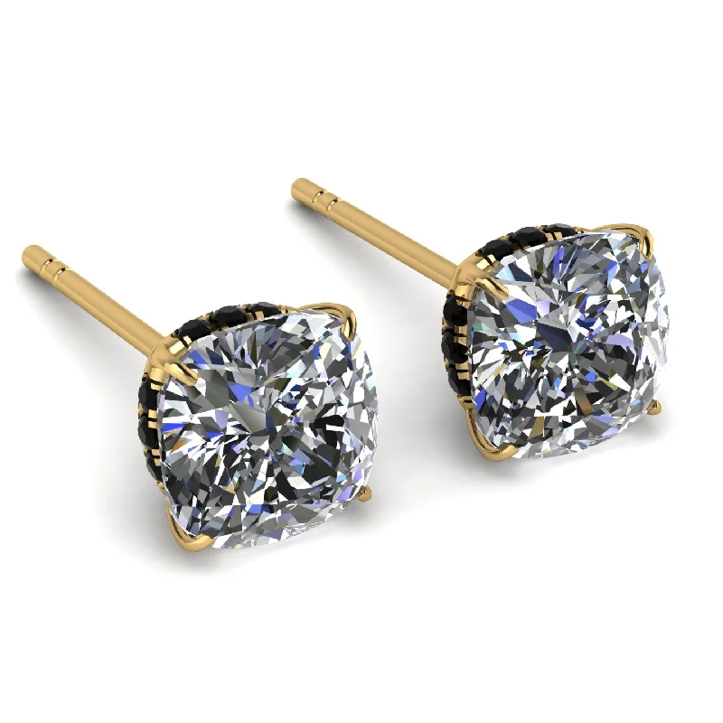 Luxurious Earrings For Elegant Fashion-Hidden Halo Cushion Diamond Earrings - Alivia No. 31