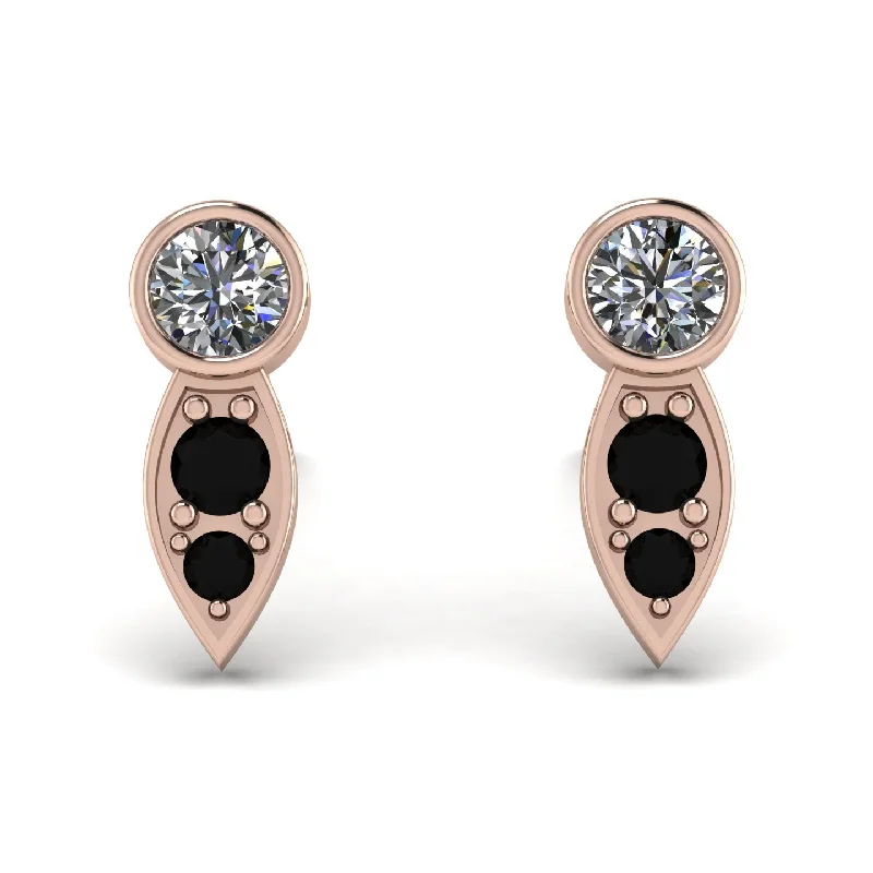 Classic Pearl Earrings For Wedding Glam-Bezel Diamond Earrings In Pear Shaped - Aniya No. 32