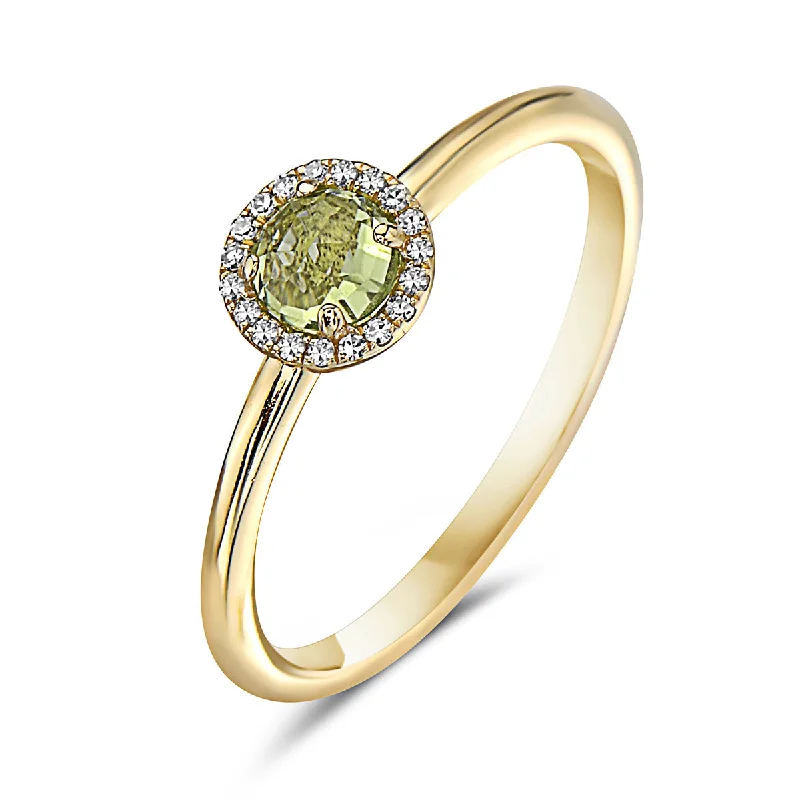 Beautiful Wedding Bands For Bridal Looks-Peridot And Diamond Halo Ring