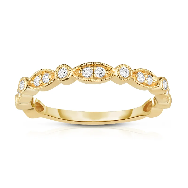 Unique Stackable Engagement Rings For Layered Looks-14K Yellow Gold 1/10Ct Diamond  Stackable Band