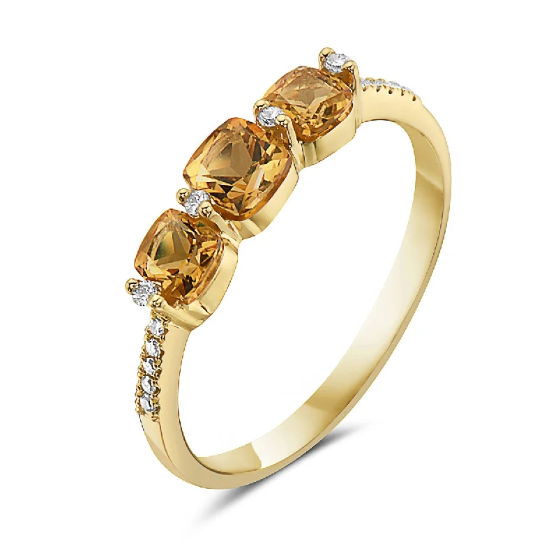 Bold Engagement Bands For Unique Proposals-Citrine And Diamond Fashion Ring