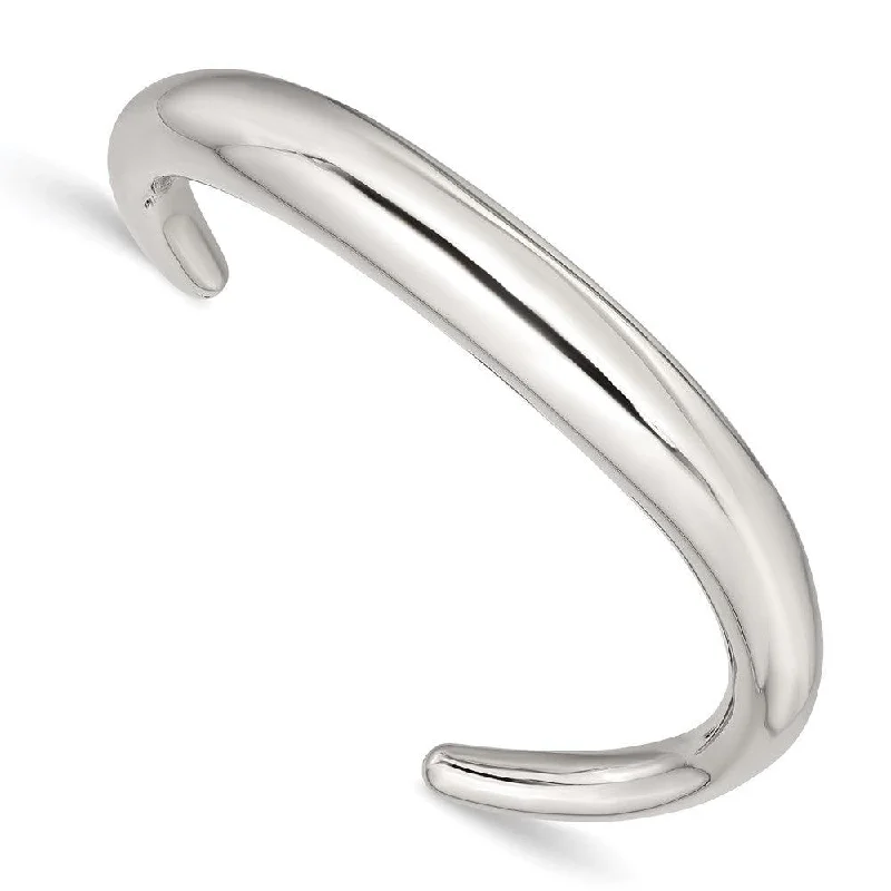 Beautiful Silver Bangles For Minimalist Style-Stainless Steel Polished Curved Bangle