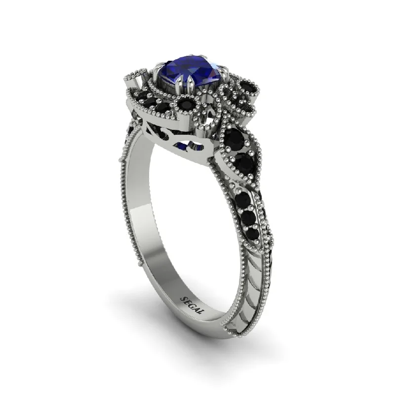 Personalized Engagement Rings For Unique Proposals-Sapphire Vintage Filigree Cushion Cut Engagement Ring - Elaina No. 45