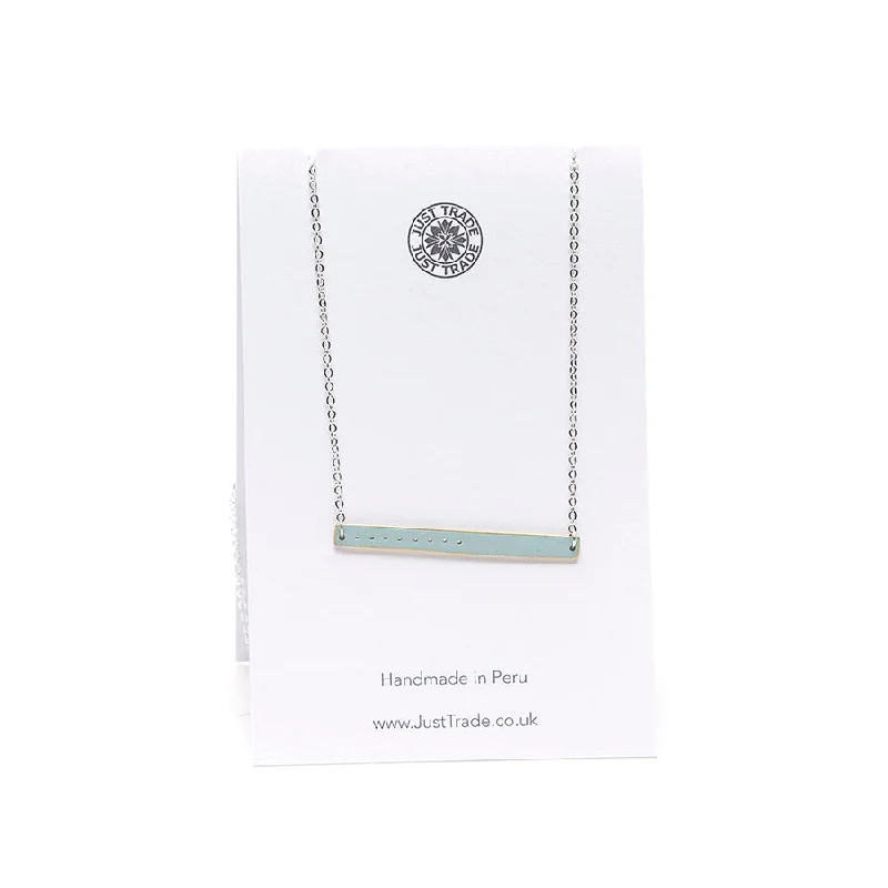 Just Trade Elegant Duck Egg Blue Bar Necklace