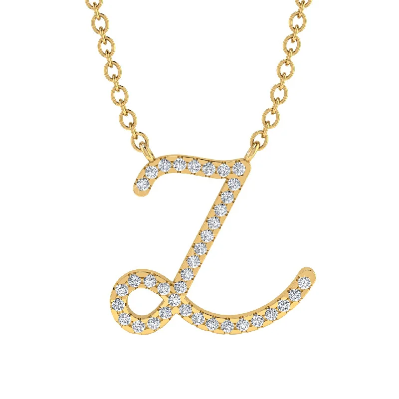 Diamond Gold Letter Necklace - Z