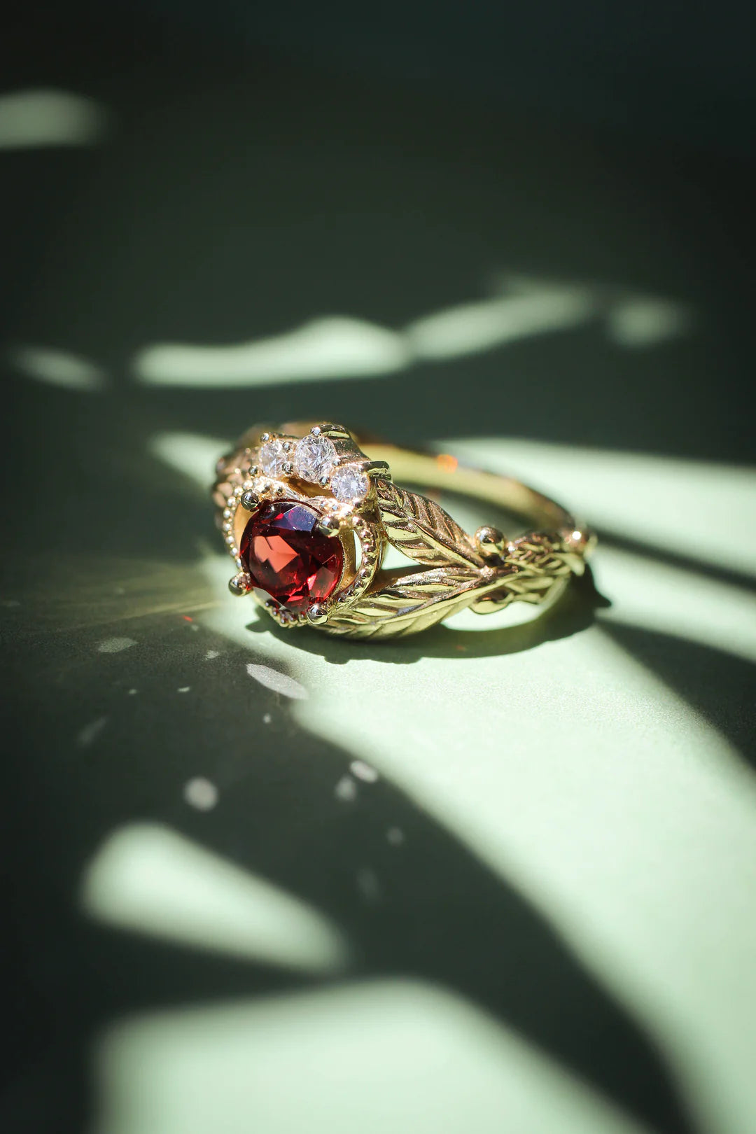 Timeless Rose Gold Wedding Rings For Elegant Appeal-Heart Garnet Stone Ring