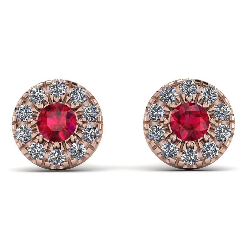 Chic Drop Earrings For Evening Wear-Halo Ruby Earrings - Heaven No. 11