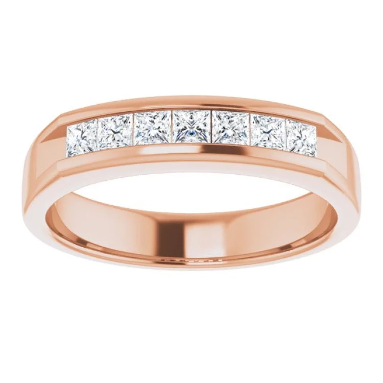 Stunning Gemstone Wedding Bands For Brides-14K Rose 3/4 CTW Natural Diamond Band