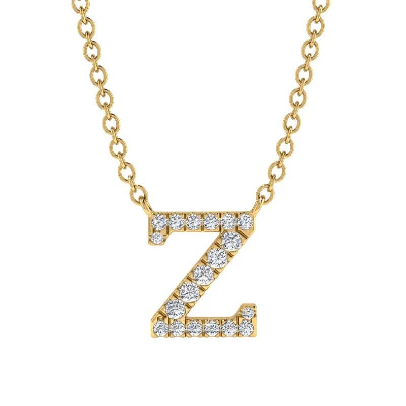 Diamond Gold Initial Necklace - Z