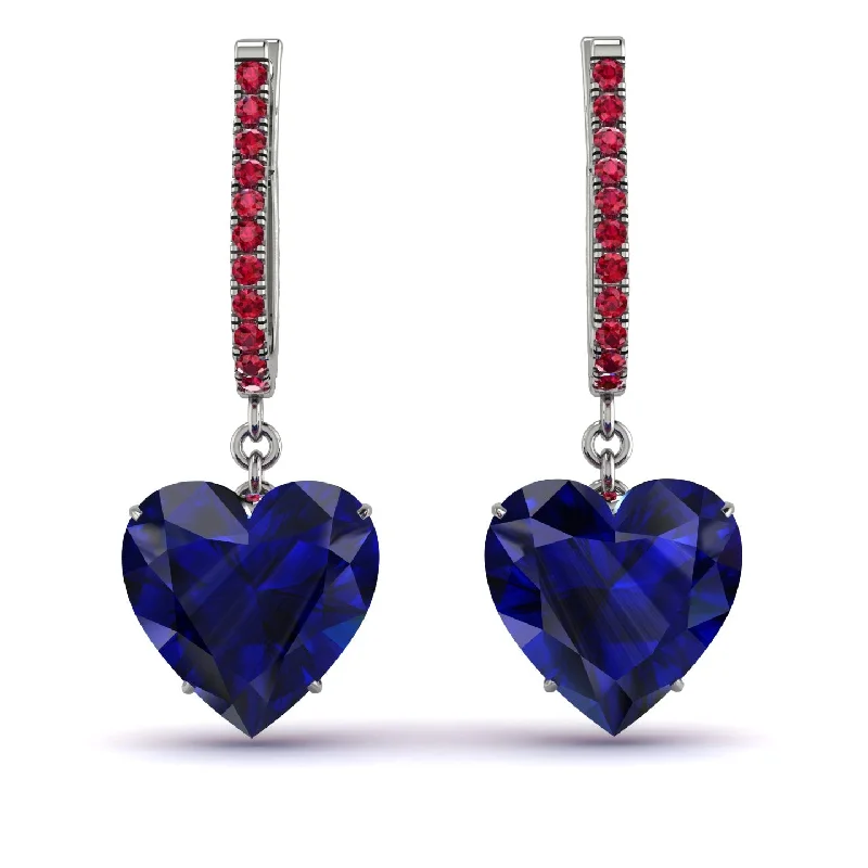 Customizable Earrings For Personalized Gifts-Heart Sapphire Earrings - Noelle No. 60