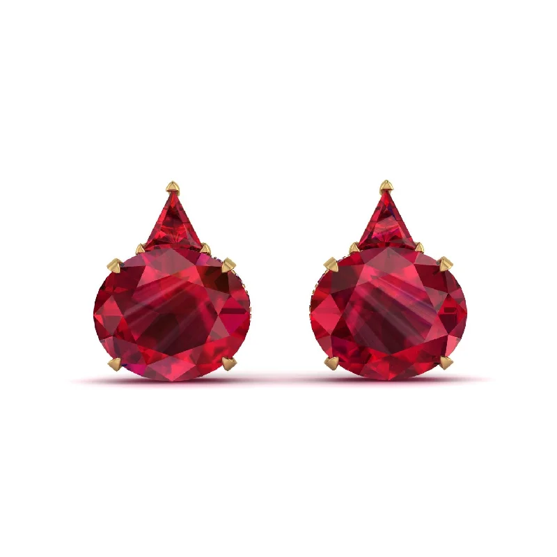 Silver Earrings For Sophisticated Looks-Hidden Halo Ruby Earrings - Rosalie No. 55