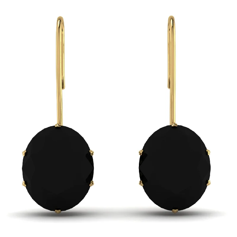 Unique Gold Earrings For Special Occasions-Oval Hidden Halo Black Diamond Earrings - Gemma No. 52