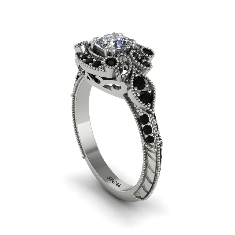 Stunning Sapphire Rings For Bridal Glam-Diamond Vintage Filigree Cushion Cut Engagement Ring - Elaina No. 33