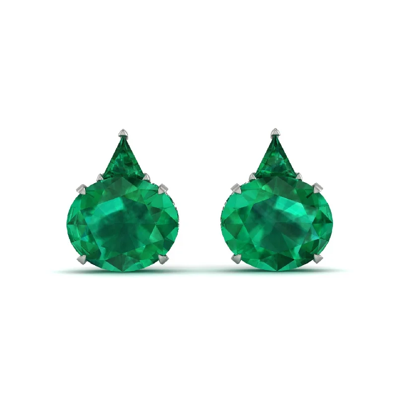 Stunning Earrings For Evening Events-Hidden Halo Emerald Earrings - Rosalie No. 21