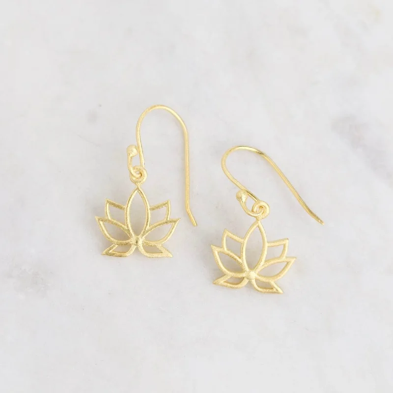 Unique Earrings For Bold Fashion Statements-Gold Lotus Earrings