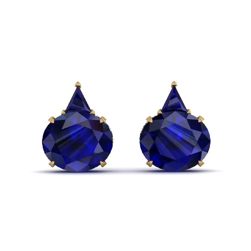 Classic Earrings For Wedding Day Glam-Hidden Halo Sapphire Earrings - Rosalie No. 73