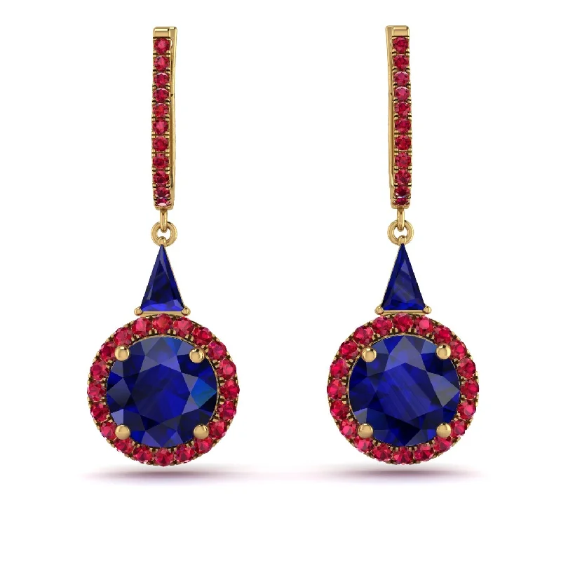 Elegant Resin Earrings For Creative Style-Hidden Halo Sapphire Earrings - Joanna No. 58