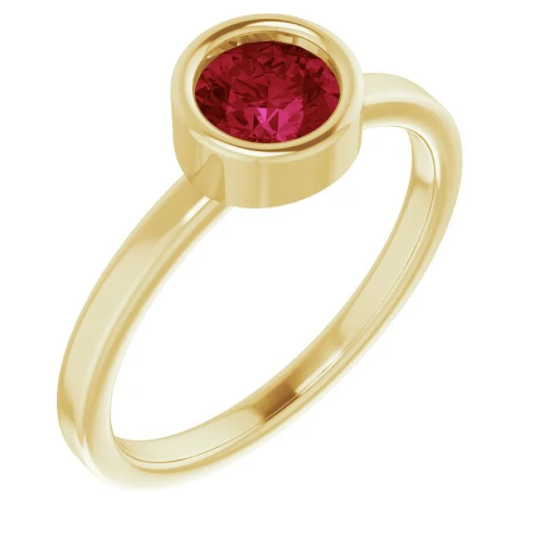 Unique Gemstone Rings For Colorful Fashion-14K Yellow 5.5 mm Lab-Grown Ruby Ring