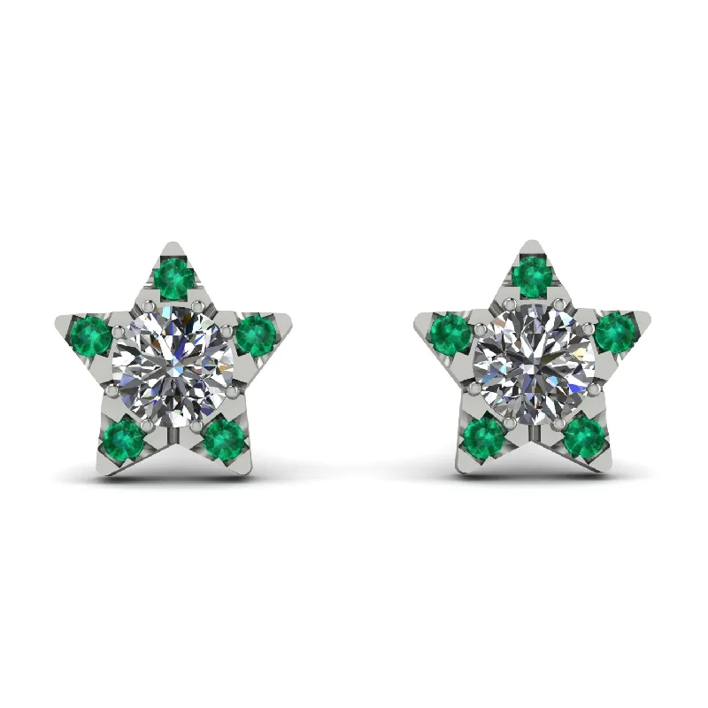 Gold Stud Earrings For Fashionable Wear-Star Halo Diamond Earrings - Zelda No. 18