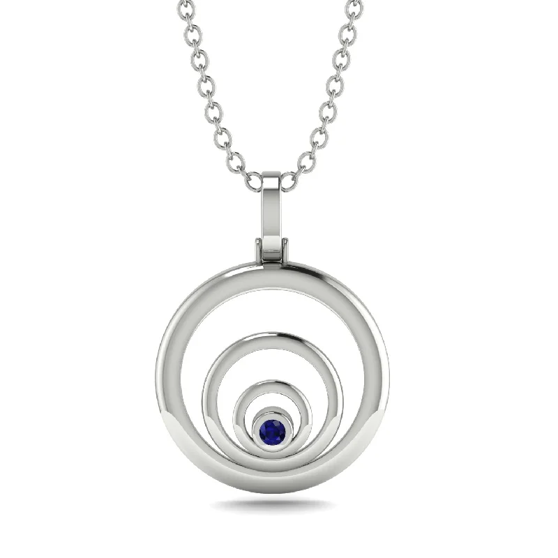 Three Ring Necklace With Dazzling Centre Sapphire - Charlee No. 15