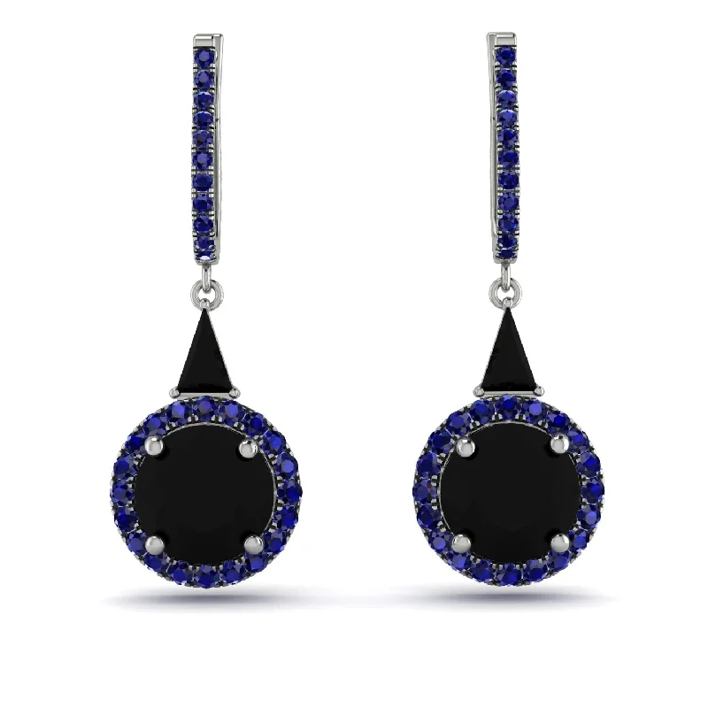 Bold Earrings For Statement Fashion-Hidden Halo Black Diamond Earrings - Joanna No. 69