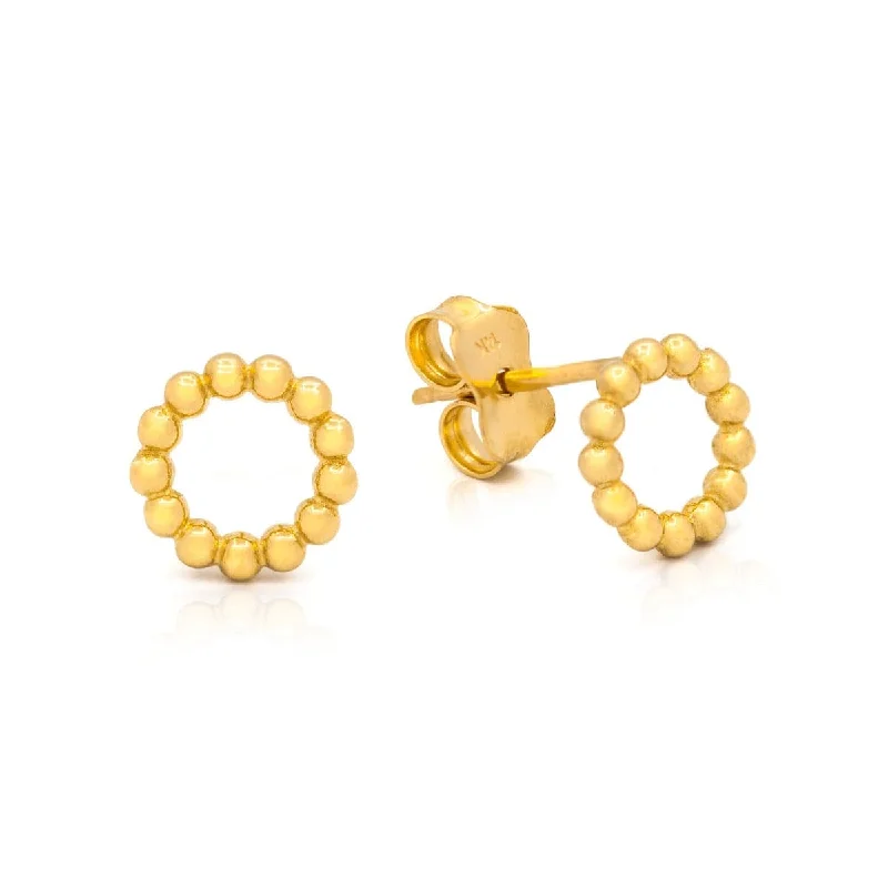 Gold Earrings For Every Occasion-14k Yellow Gold Beaded Circle Post Earrings