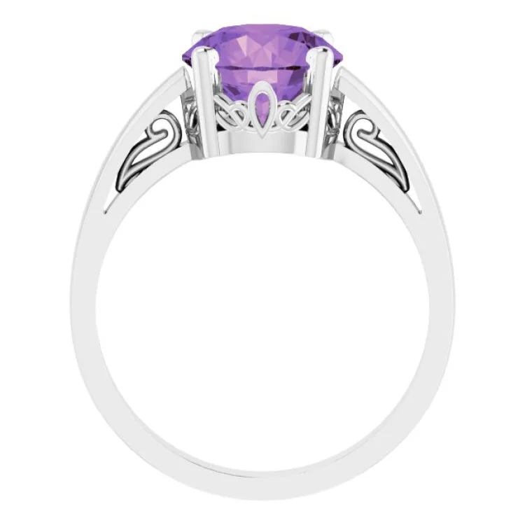 Classic Wedding Bands For Timeless Love-14K White Natural Amethyst Ring