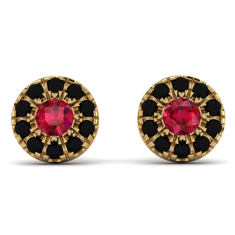 Luxury Drop Earrings For Evening Wear-Halo Ruby Earrings - Heaven No. 40