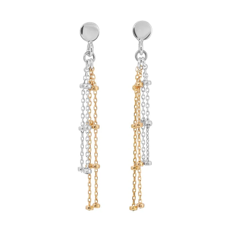 Crystal Stud Earrings For Sparkling Glam-Sterling Silver & Gold Plated Duet Earrings