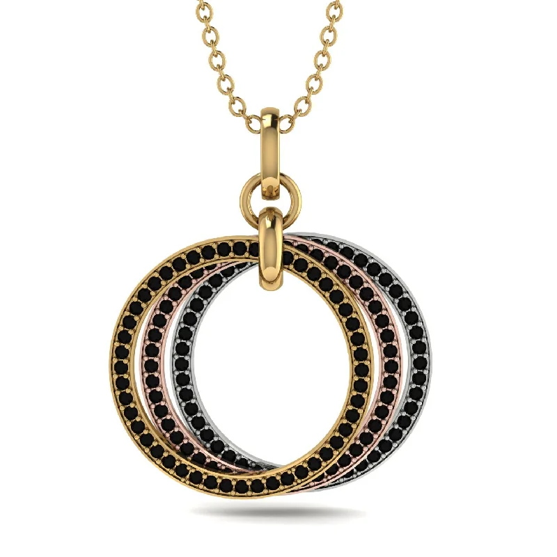 Three Circle Necklace With Black Diamond - Octavia No. 18