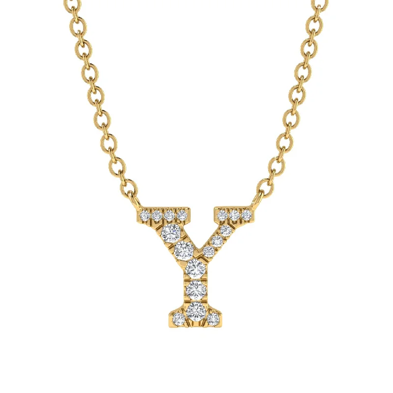 Diamond Gold Initial Necklace - Y