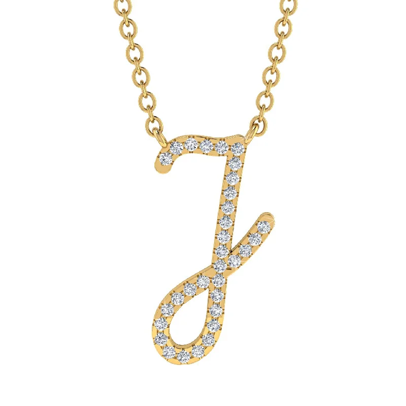 Diamond Gold Letter Necklace - J