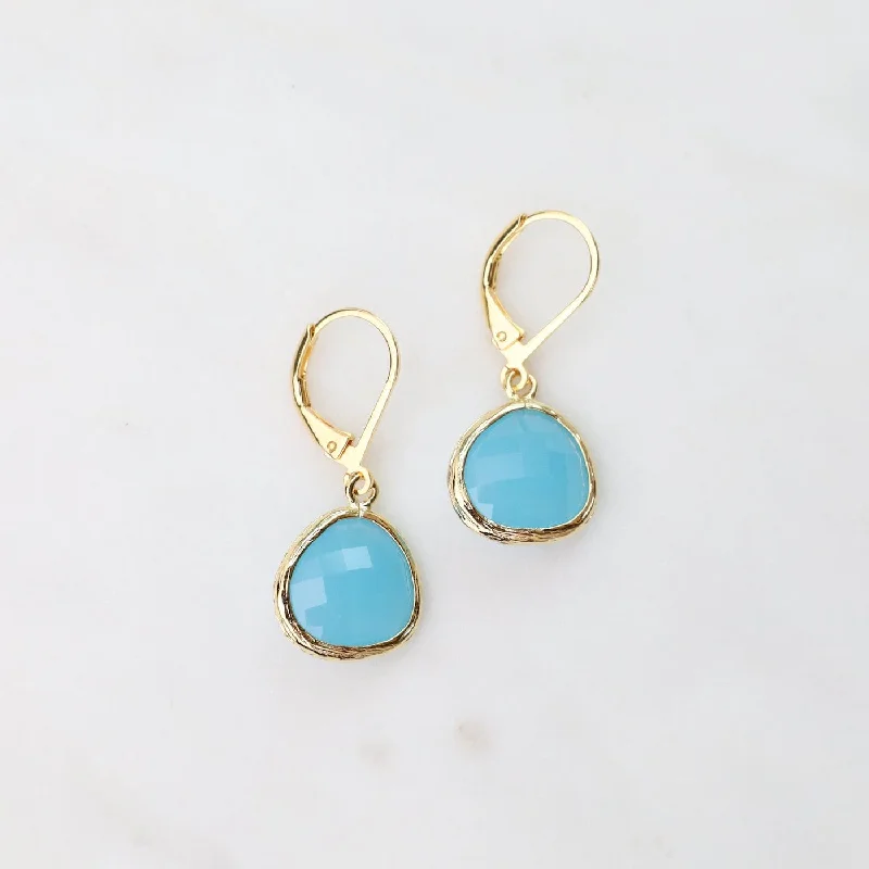 Stylish Earrings For Office Wear-Gold Plated Ocean Crystal Lever Back Earrings