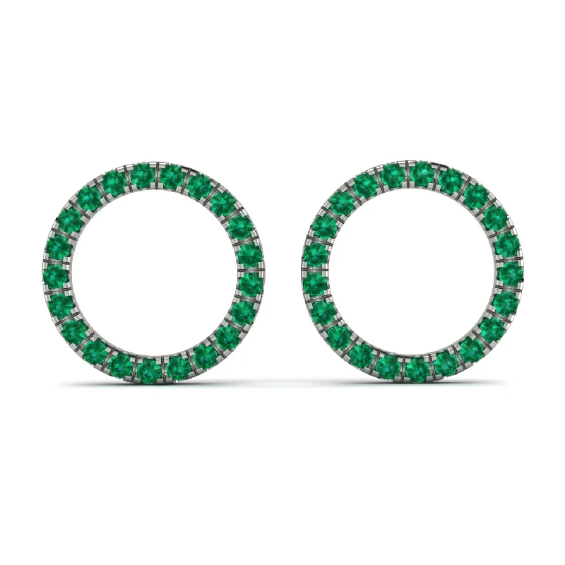 Sparkling Gold Earrings For Wedding Glam-Circle Stud Emerald Earring - Lucille No. 6