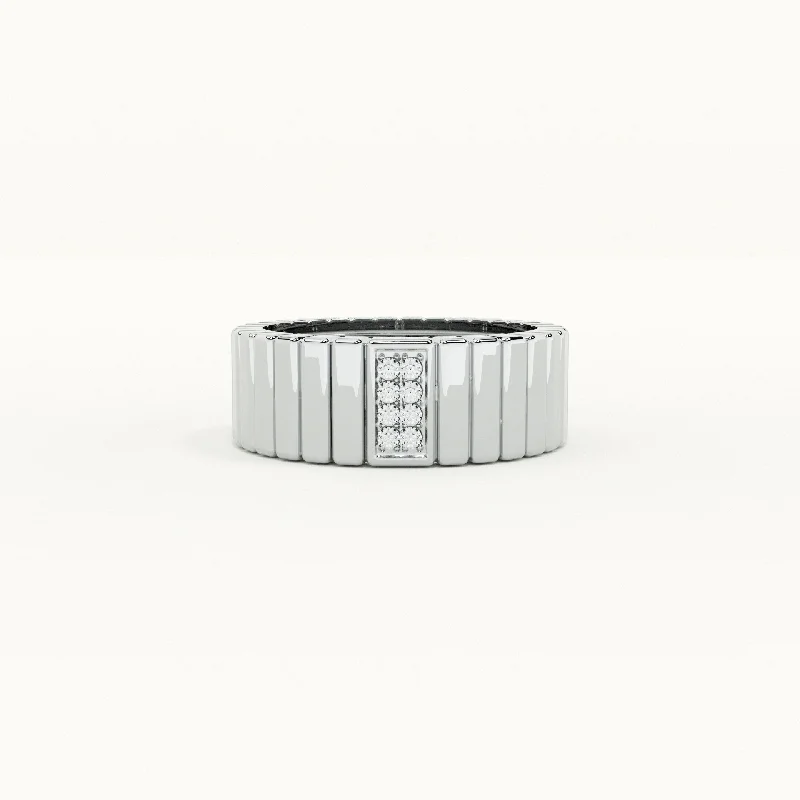 Custom Engagement Rings For Personalized Proposals-Endless Line Texture Men's- 925 Silver Ring