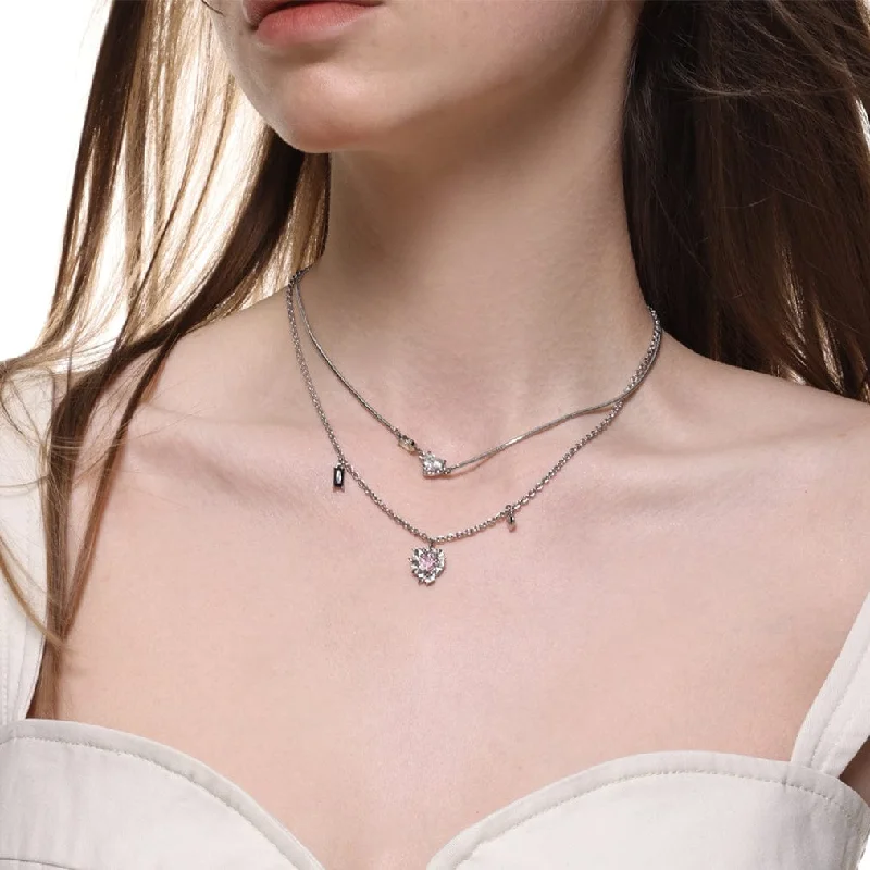 Women's Punk Diamante Layered Necklace