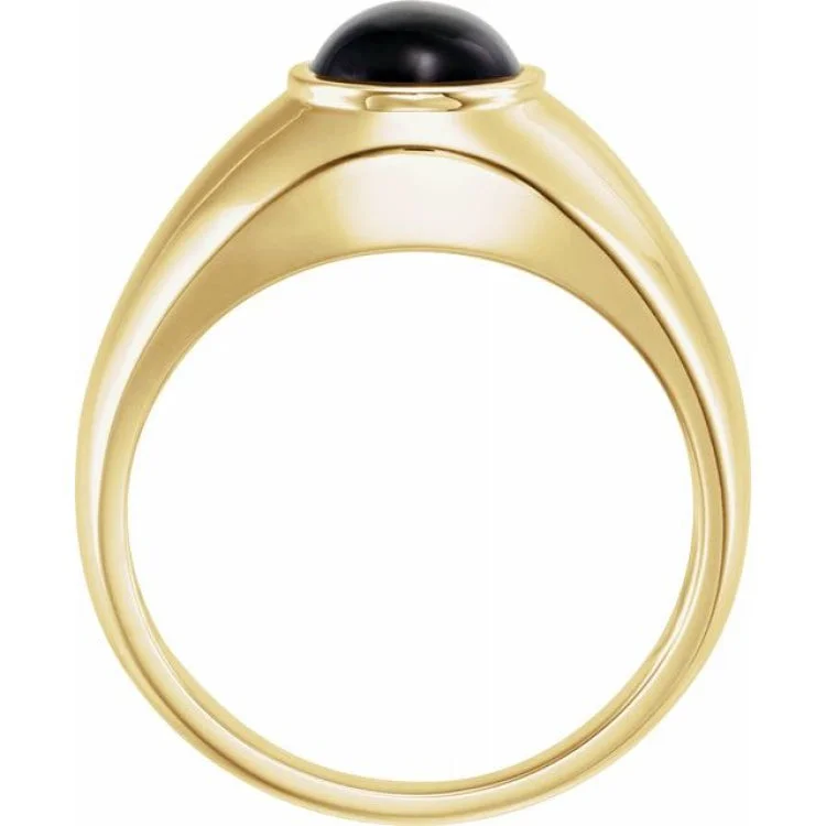 Timeless Gemstone Wedding Rings For Brides-14K Yellow Natural Black Onyx Bezel-Set Ring