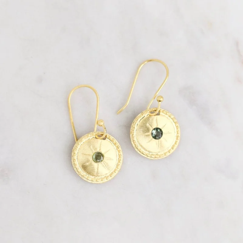 Chic Earrings For Formal Gatherings-Green Tourmaline Round Earrings