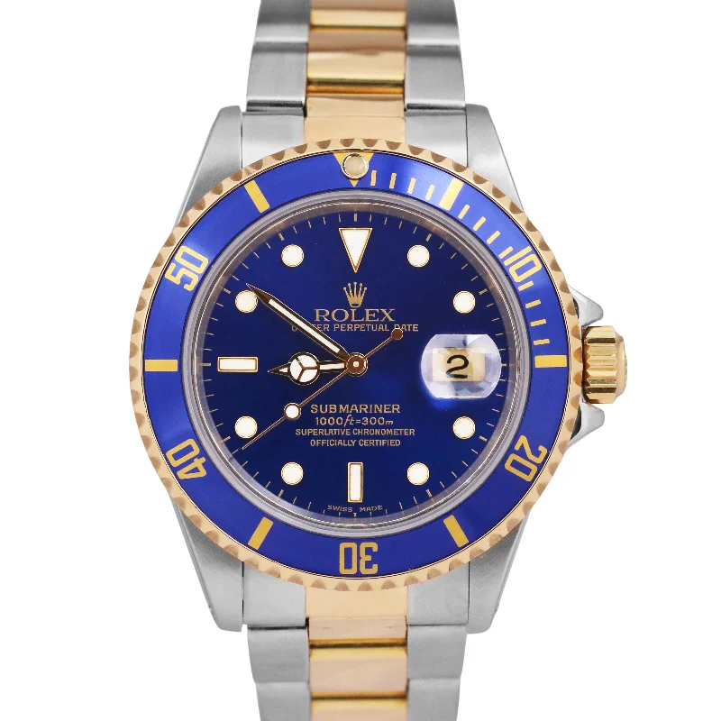 Smart Watches With Fitness Tracker For Health Monitoring-1987 Rolex Submariner Date BLUE 18K Yellow Gold Stainless Steel 40mm 16803 Watch