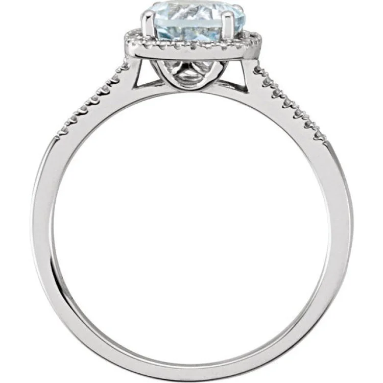 Luxury Wedding Rings For Elegant Brides-Sterling Silver Natural Aquamarine & .01 CTW Natural Diamond Ring