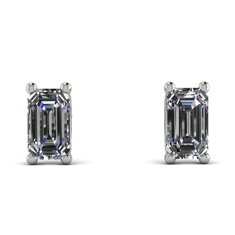 Large Earrings For Statement Fashion-Hidden Diamonds Emerald Cut Diamond Earrings - Angel No. 48