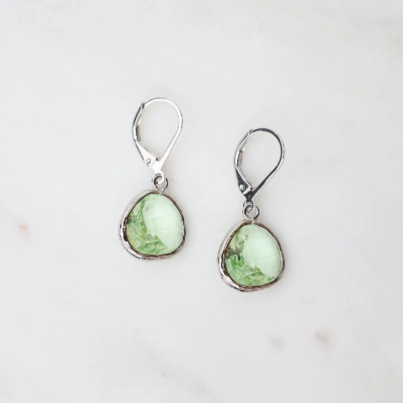 Trendy Earrings For Fashion Enthusiasts-Sterling Silver Chrysolite Crystal Lever Back Earrings