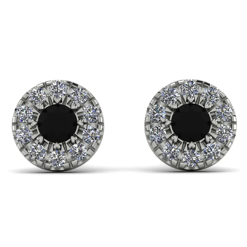 Dangle Earrings For Special Events-Halo Black Diamond Earrings - Heaven No. 9