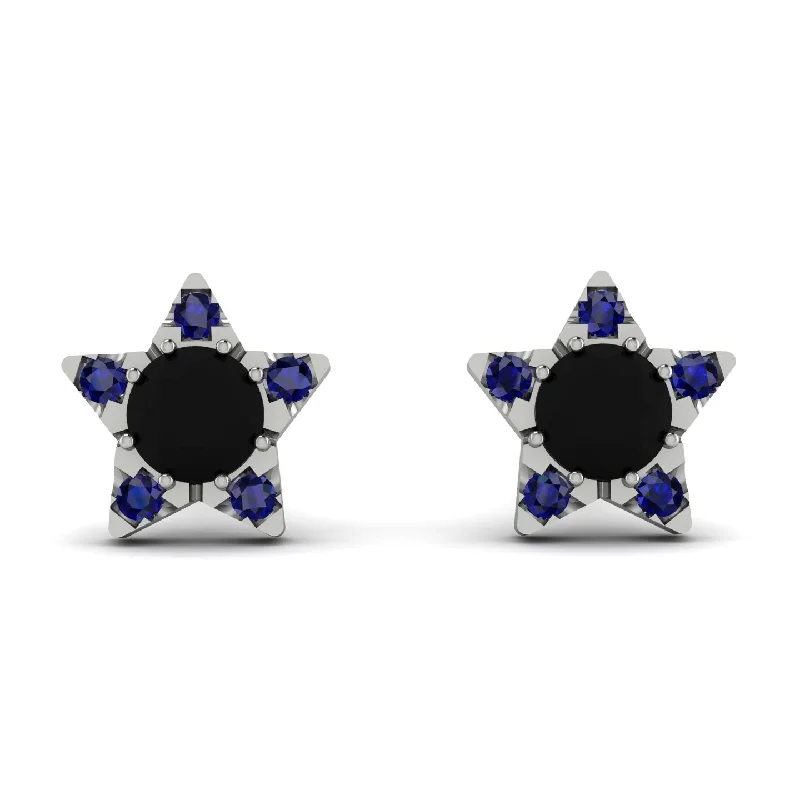 Beautiful Earrings For Bridesmaids Gifts-Star Halo Black Diamond Earrings - Zelda No. 69