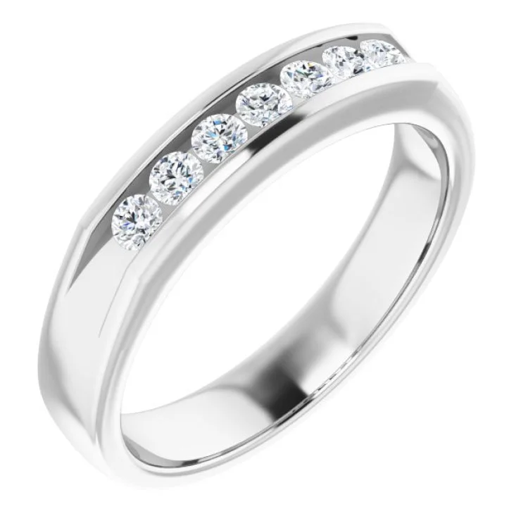 Luxury Wedding Bands For Elegant Style-14K White 3/8 CTW Natural Diamond Band