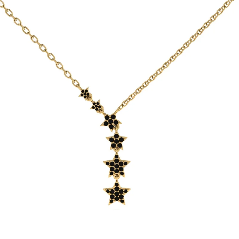 Gold Starry Night Necklace With Black Diamond - Blair No. 7