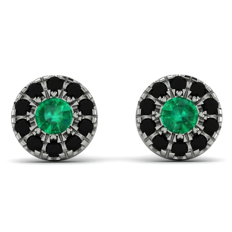 Personalized Earrings For Special Occasions-Halo Emerald Earrings - Heaven No. 36