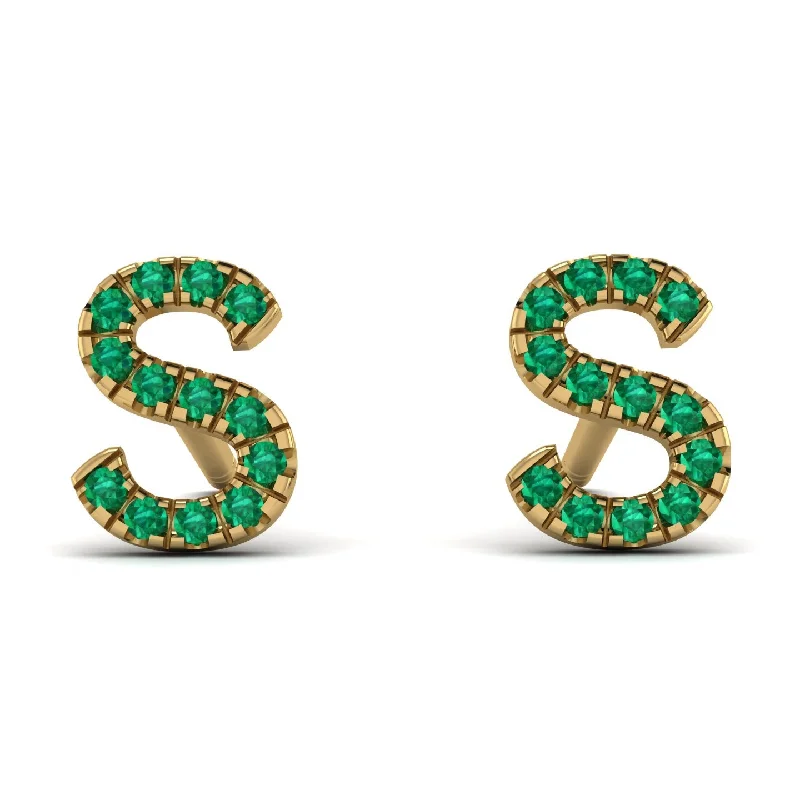 Colorful Drop Earrings For Fun Fashion-Personalised Initial Emerald Earrings - Gloria No. 4