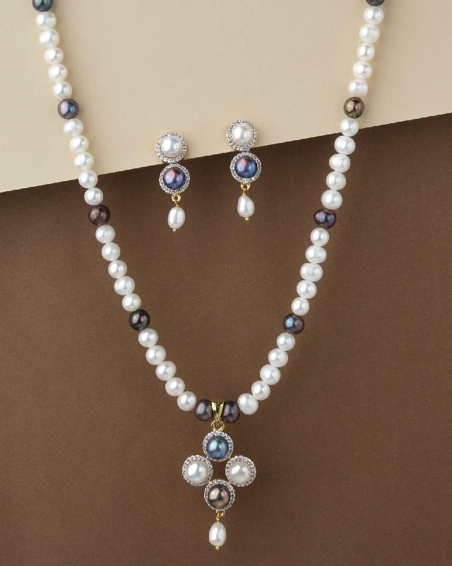 Trendy Real Pearl Necklace Set S23539